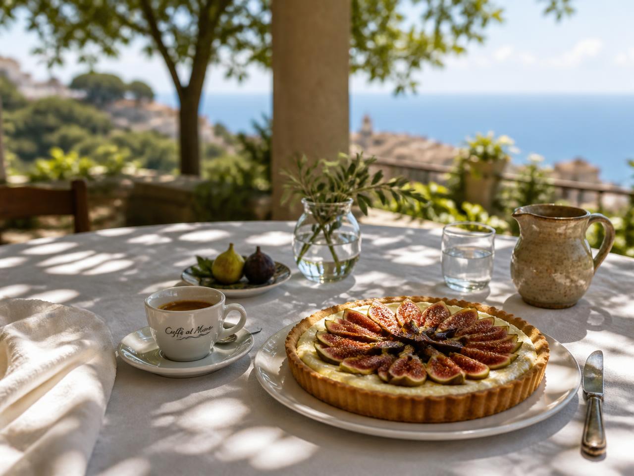 Colazione all'aperto su una tavola apparecchiata
